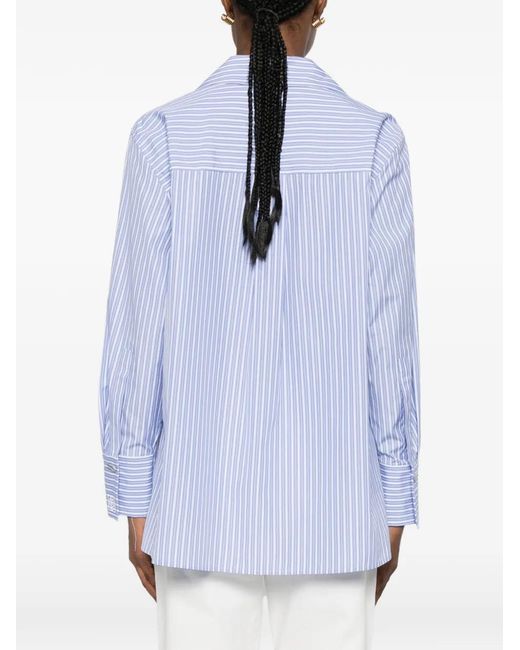 Marella Blue Mlstabarin Striped Buttoned Shirt