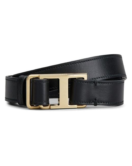 Tod's Black Timeless T Leather Belt