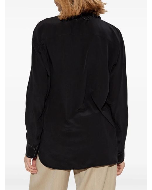 Victoria Beckham Black Ruffle-Detailing Blouse