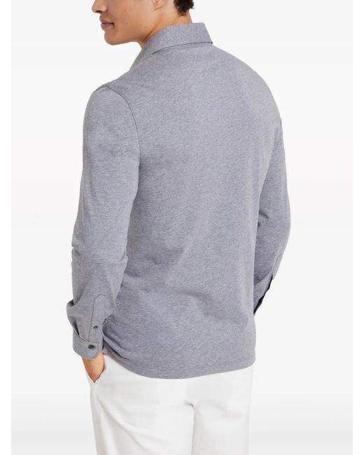 Brunello Cucinelli Blue Polo With Shirt Collar for men
