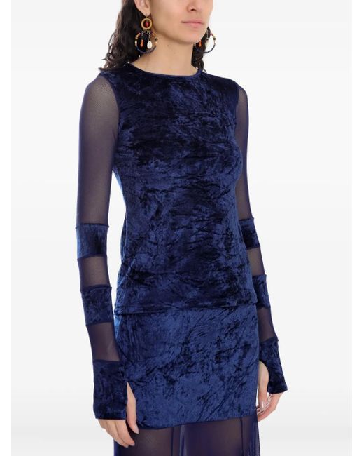 Amir Slama Blue X Astrid Mesh-Panel Top