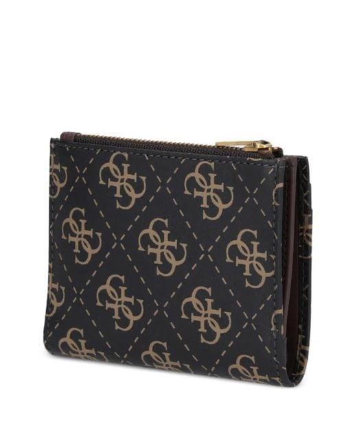 Guess Black Milano Logo-Pattern Card Holder for men