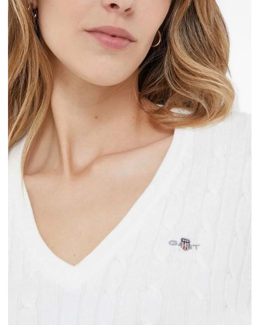 Jersey con cuello en V Gant de color White