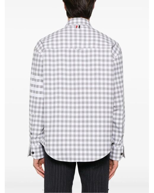 Thom Browne White Gingham-Pattern Shirt for men