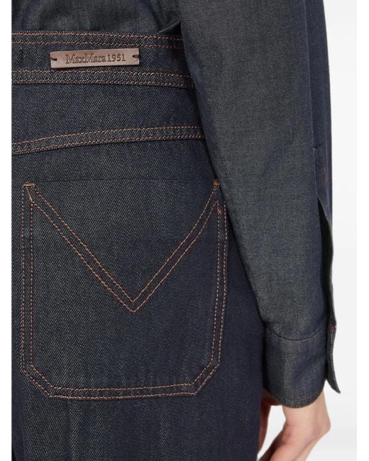 Max Mara Black Denim-Look Cotton Barrel-Leg Trousers