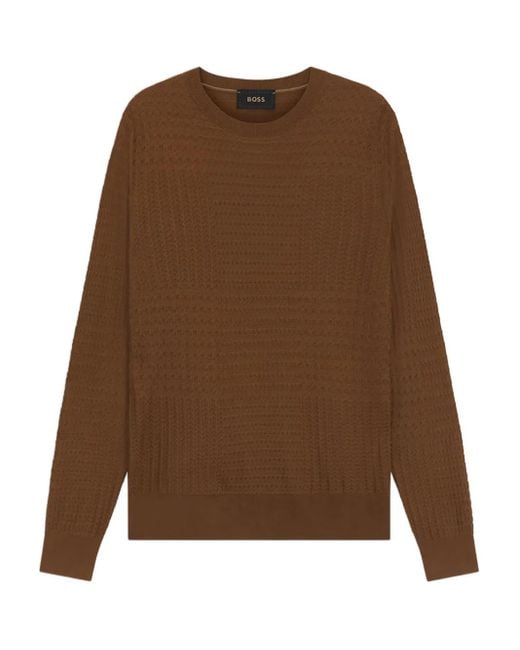 Maglione A Girocollo di Boss in Brown da Uomo