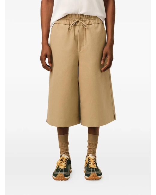 AMI White Cotton And Linen Elasticated Large Bermuda Shorts for men