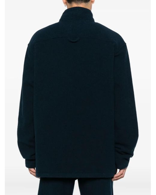Rier Blue Virgin Wool Zip-Up Sweater for men