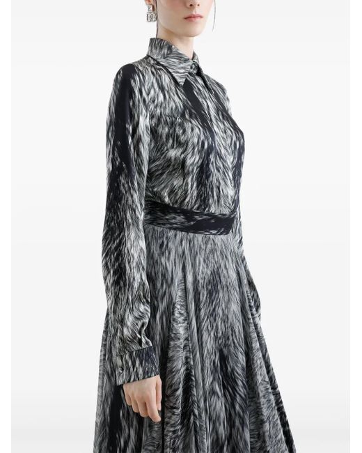 Dolce & Gabbana Gray Graphic-Print Midi Skirt