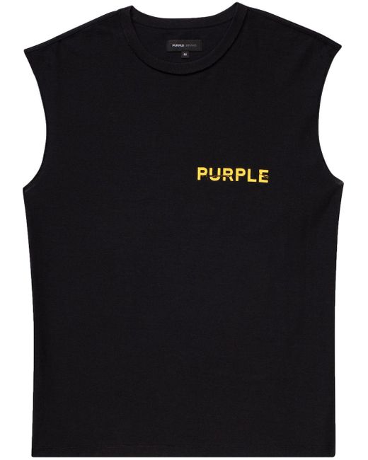 Purple Brand Black Logo-print Sleeveless Top for men