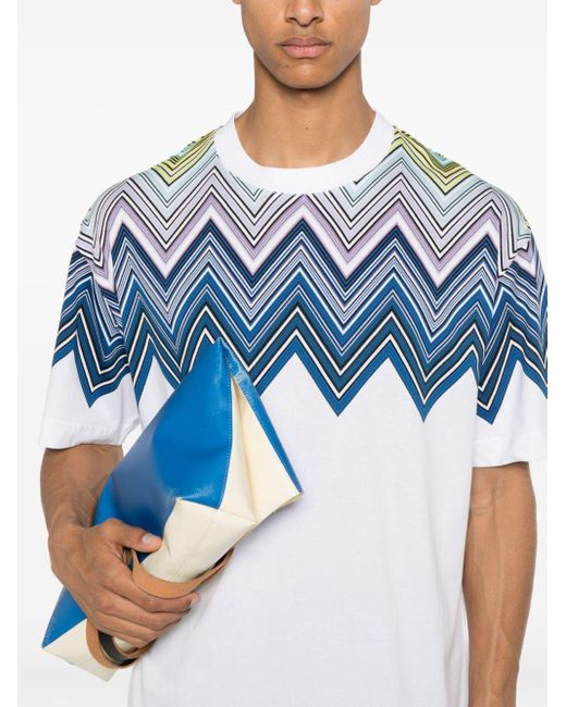 T-shirt en coton à imprimé zig-zag Missoni pour homme en coloris Blue