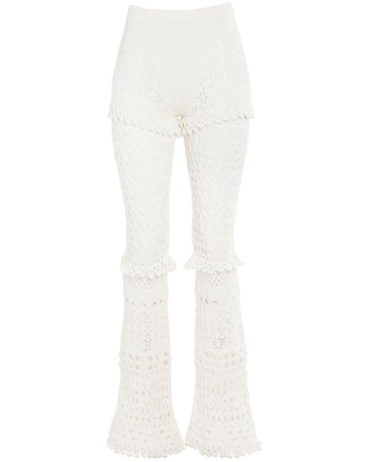 Pantalon Kyla en crochet retroféte en coloris White
