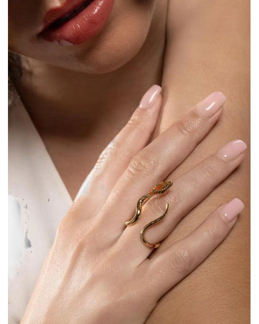 Gas Bijoux Brown Naja Snake-Motif Ring