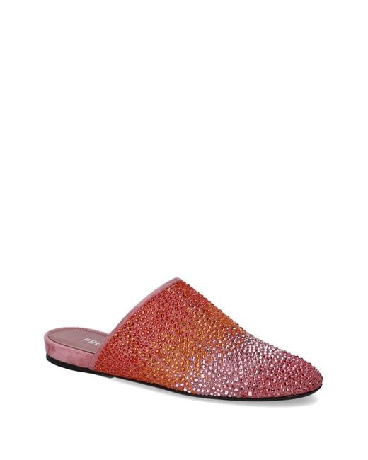 Premiata Pink Rhinestone Flat Mules