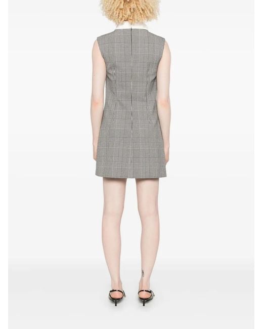 Self-Portrait Gray Sleeveless Prince Of Wales Check Mini Dress