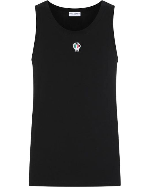 Dolce & Gabbana Black Stretch Cotton Tank Top for men