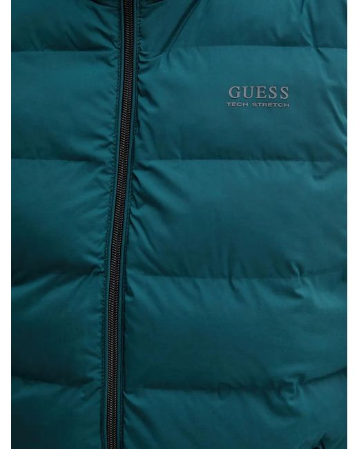 Guess Green Quilted Zip Vest for men