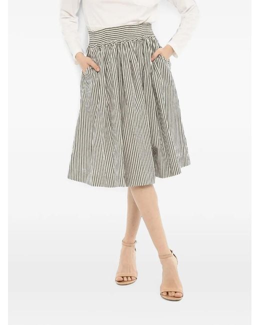 Woolrich Gray Striped Midi Skirt