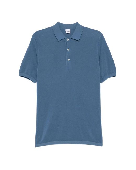 Aspesi Blue Garment-Dyed Pique-Stitch Polo for men