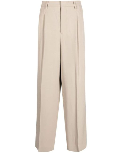 AMI Natural Straight-leg Pleat-detail Trousers for men