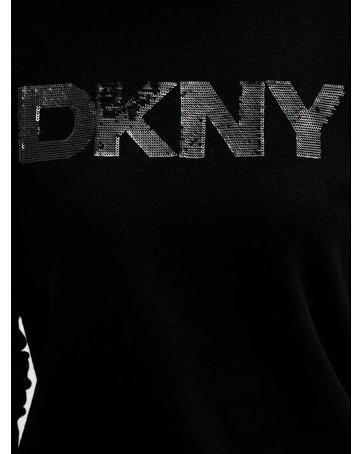 DKNY Black Sequin-Logo Sweater