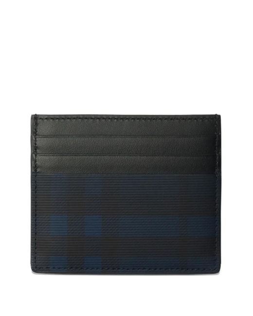 Burberry Black Check-Pattern Leather Card Case for men