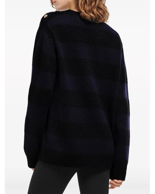 Barrie Black Striped Chunky-Knit Jumper