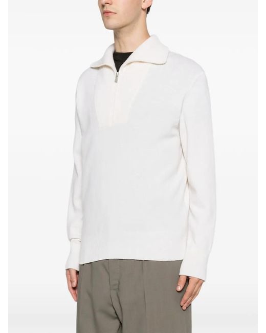 Eleventy White Zip Wool Sweater for men