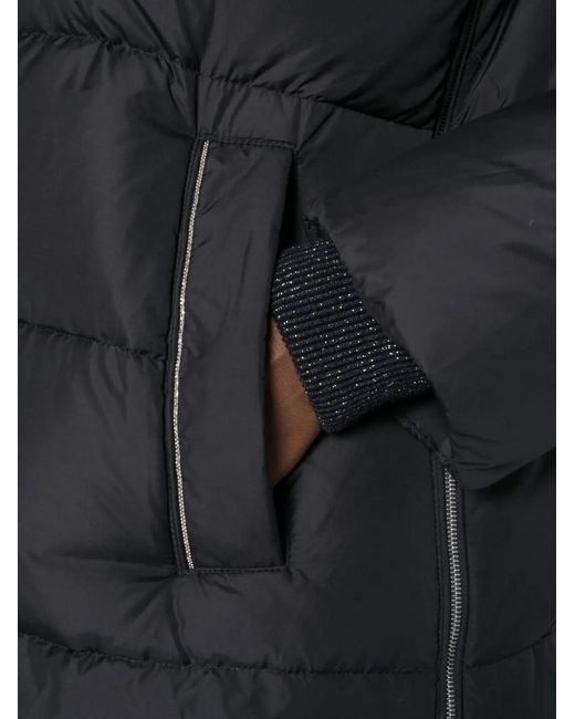 Peserico Black Hooded Padded Jacket
