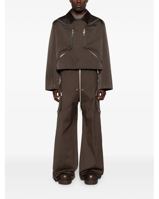 Rick Owens Brown Zip Cropped Jacket for men