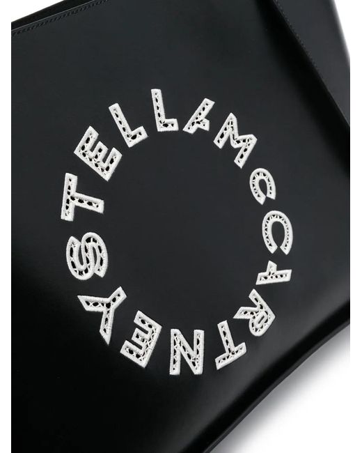 Stella McCartney Black Broderie Anglaise-Logo Tote Bag