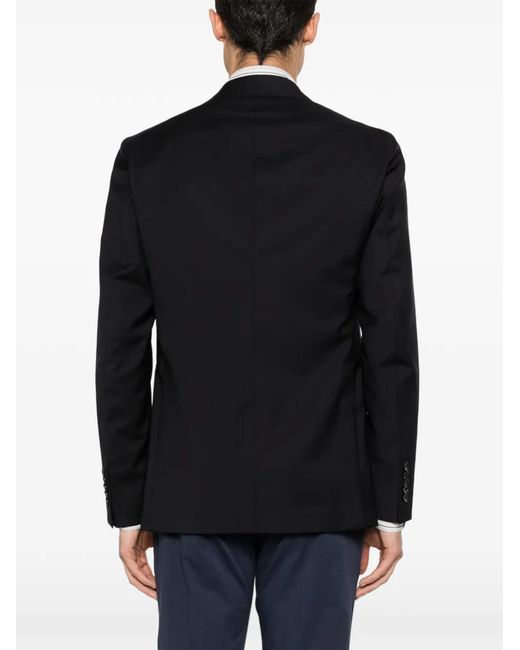 Tagliatore Black Pin-Lapel Virgin-Wool Jacket for men