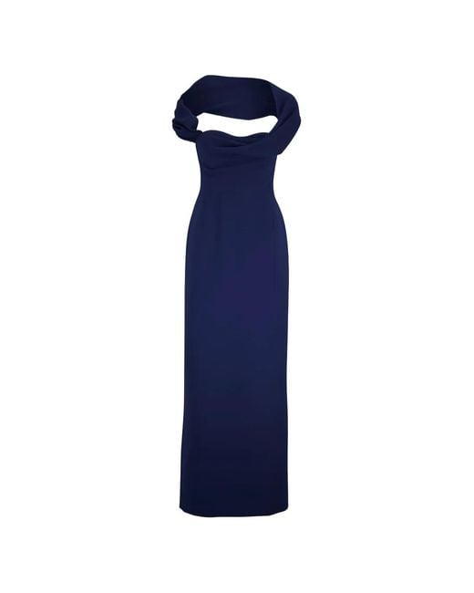 Carolina Herrera Blue Sofia Off-Shoulder Maxi Dress