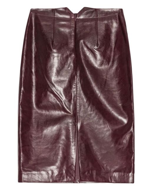 Remain Leren Midi-Rok in het Purple