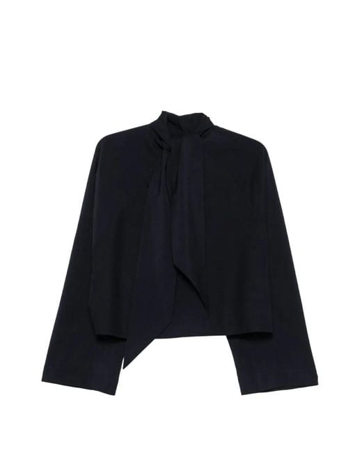 Christian Wijnants Blue Pussy-Bow Long-Sleeve Blouse