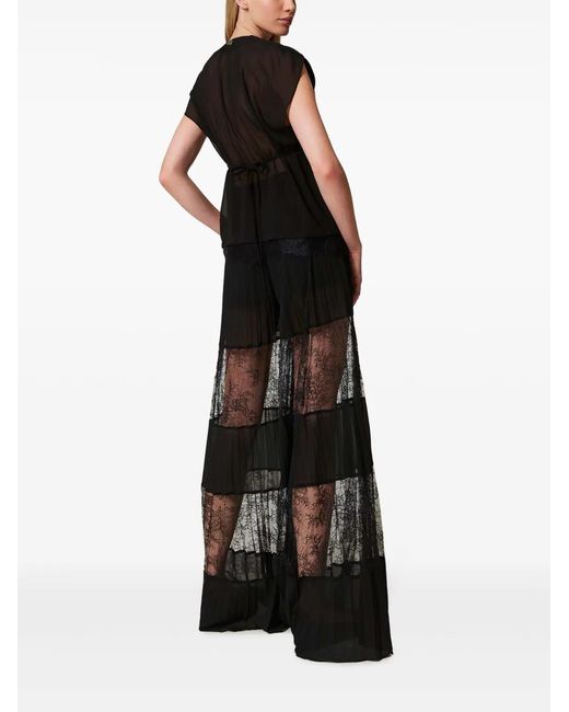 Twinset Black Pleated Georgette Trousers