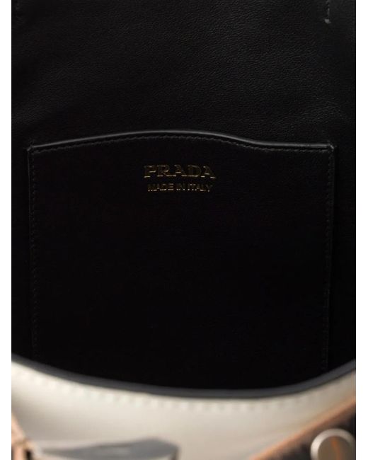 Prada White Buckle Bucket Bag