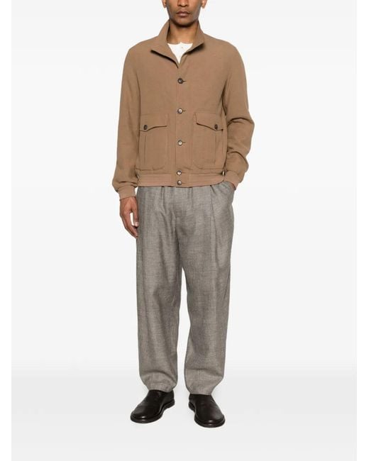 Herno Brown Flap-Pockets Bomber Jacket for men