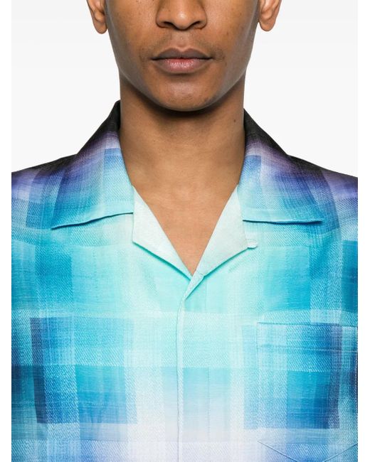 Casablanca Blue Gradient Check Shirt for men