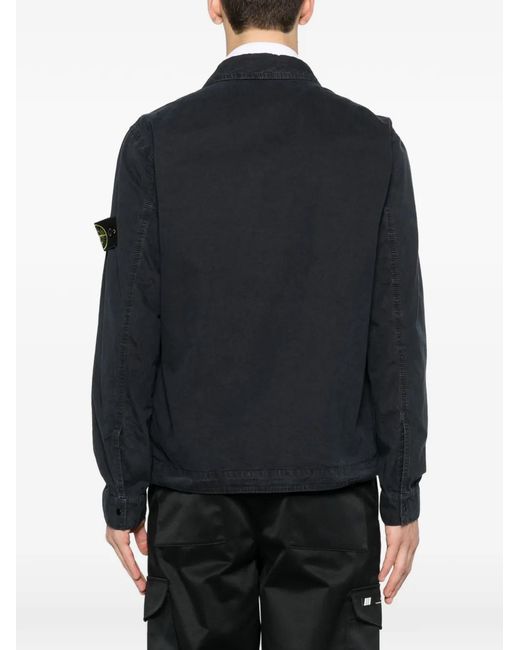 Stone Island Black Zip Pocket Shirt Jacket for men