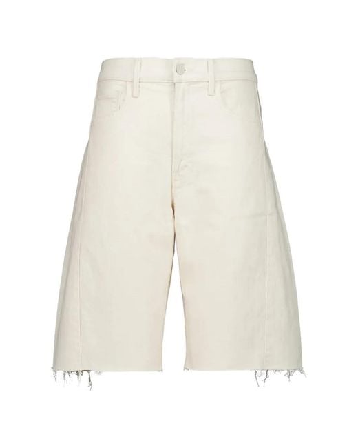 Mother White Frayed Shorts