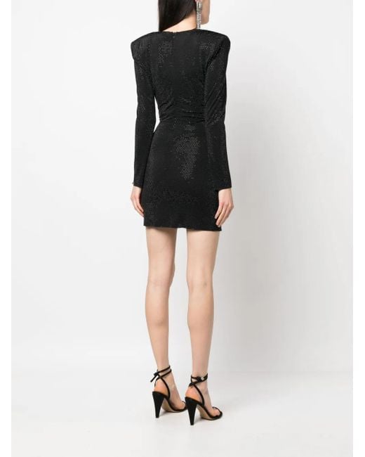 Nissa Black Crystal-Embellished Mini Dress