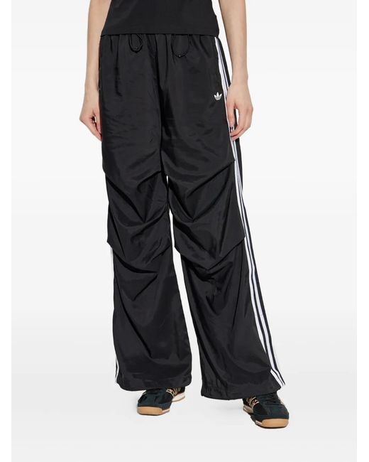 Adidas Black Three-Stripe Drawstring Trousers