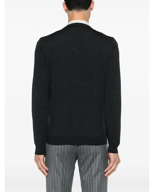 Zanone Black Fine-Knit Jumper for men