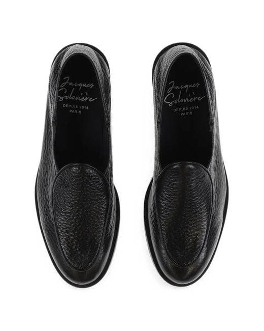 Jacques Soloviere Black Chris Collapsible-Heel Leather Loafers for men