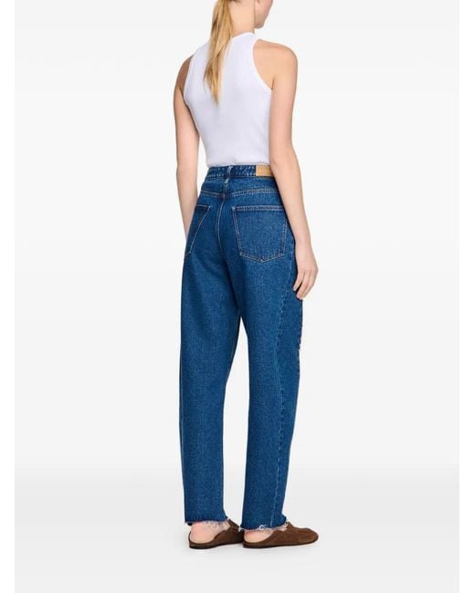 Sandro Blue Rhinestone Barrel Trousers