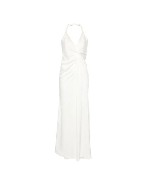 ELEH White Twisted Halterneck Maxi Dress