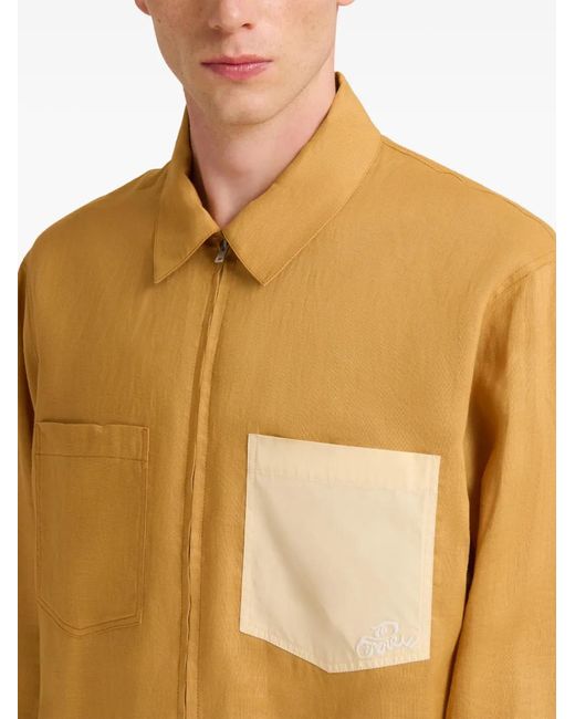 Marni Yellow Zip Pocket Waves Logo Shirt for men