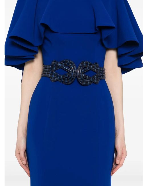 Saiid Kobeisy Blue Fitted Crepe Long Dress