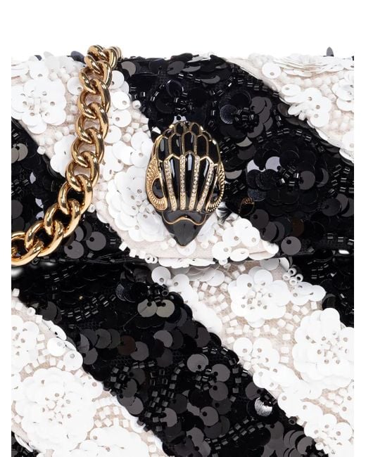 Kurt Geiger Black Small Kensington Sequin-Stripe Shoulder Bag